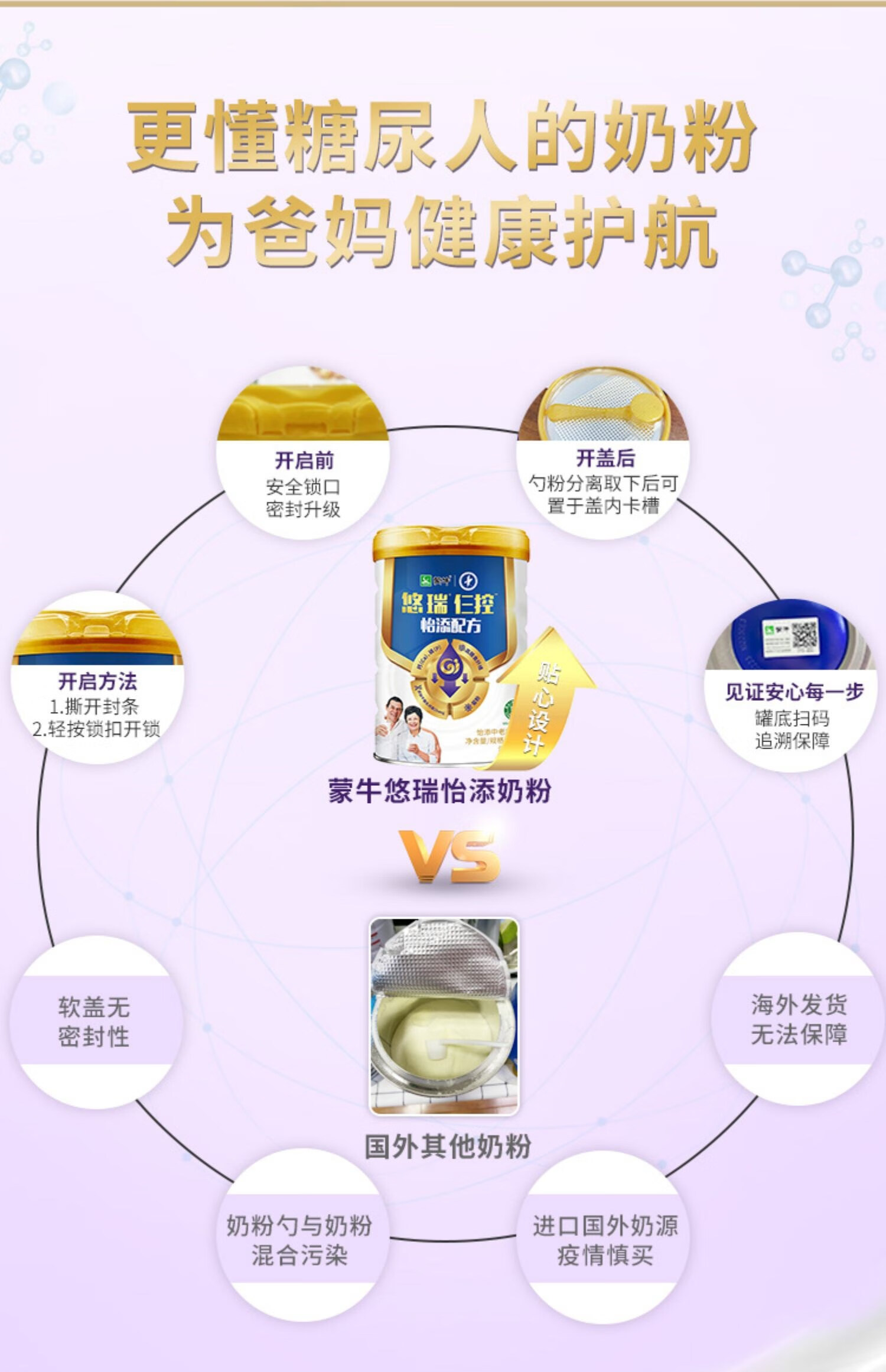 蒙牛 蒙牛中老年奶粉老人营养品无糖高钙糖尿人专用糖尿饼病人牛奶粉