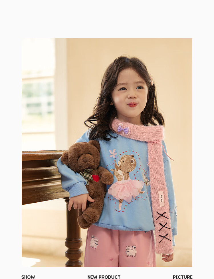 LUSON Little O Baby Okids Children's Clothing, Baby Sweatshirt, Three-Dimensional Fun And Dynamic, 2025 Autumn New Style, Girls' Round Neck Top 14