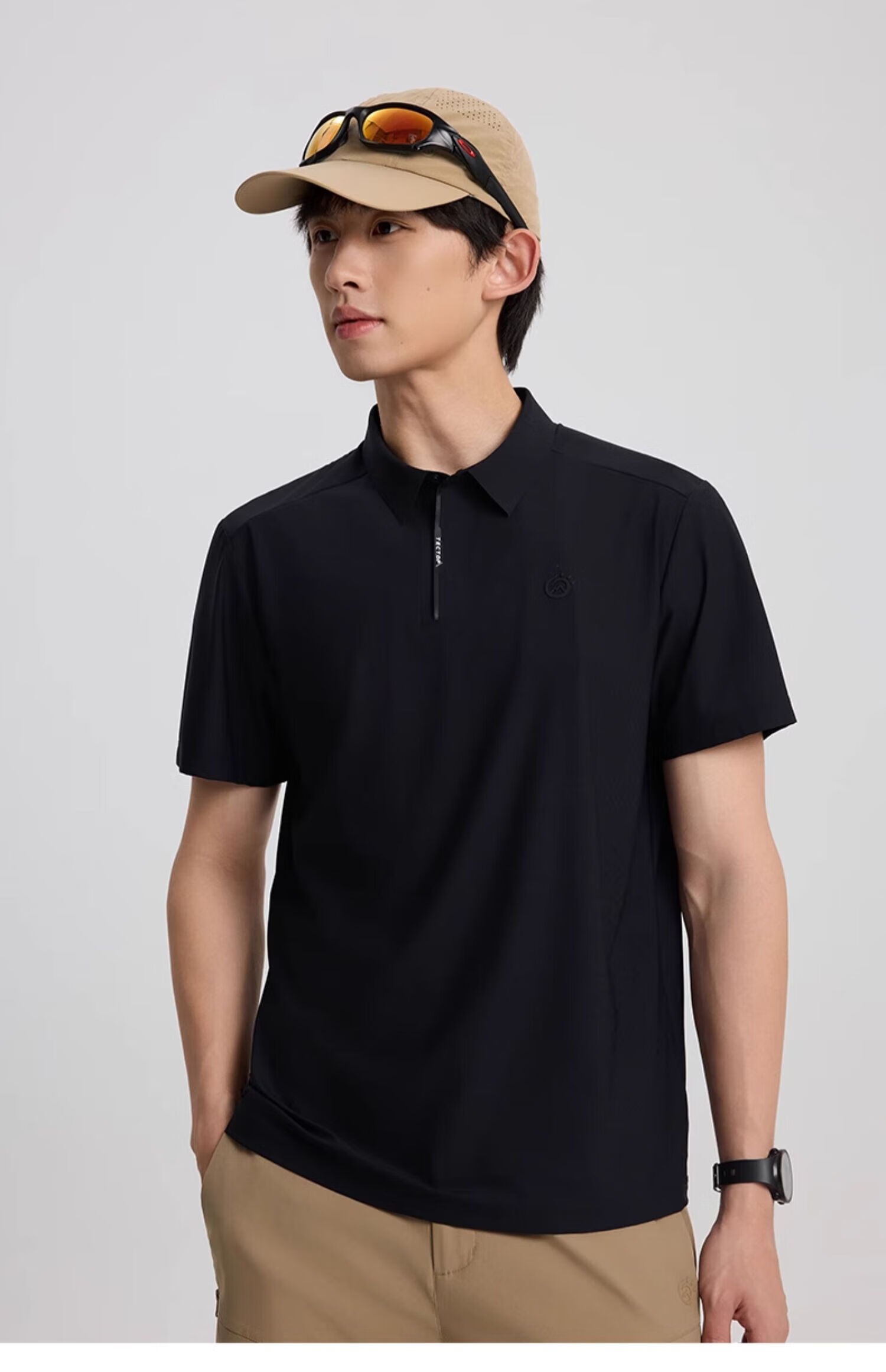 TECTOP Women's Dawn Gray Quick-Dry Short Sleeve Polo Shirt Summer Sun Protection Ice Silk Cooling S 55