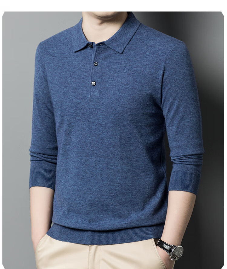 Hengyuanxiang Men's Polo Shirt with Wool, Spring and Autumn Thin Knit Base Sweater, Middle-aged, Camel Color, 4XL 18