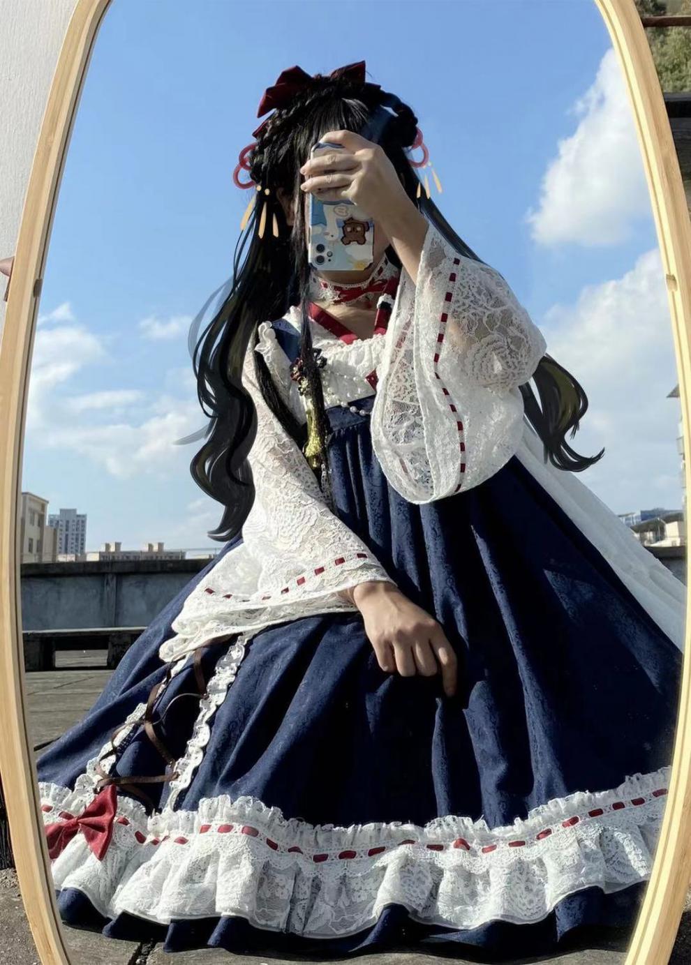 洛丽塔裙子全套lolita和风jsk白雪姬配色白雪鸭白雪鹅可爱大裙摆图片