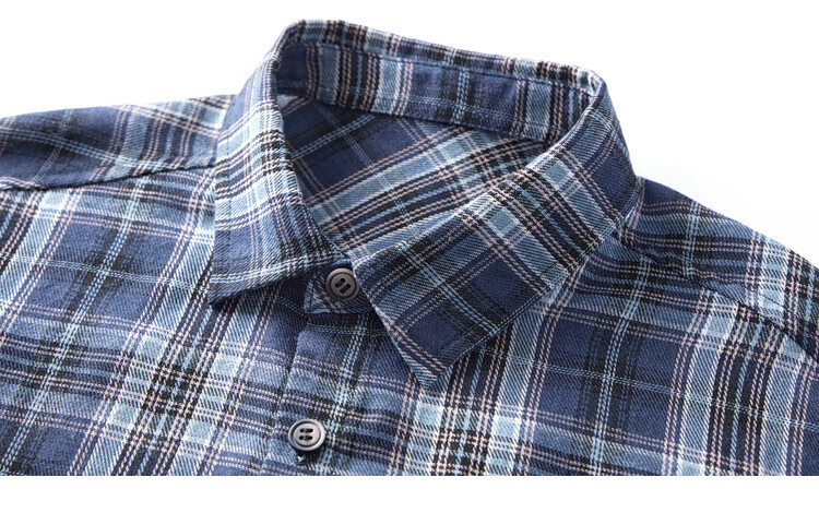 Duoduo Home [Salt Style Literary] Boys' Shirt 2026 Spring Autumn Stylish Fresh Blue Plaid Long Sleeve Pure Cotton Top 19
