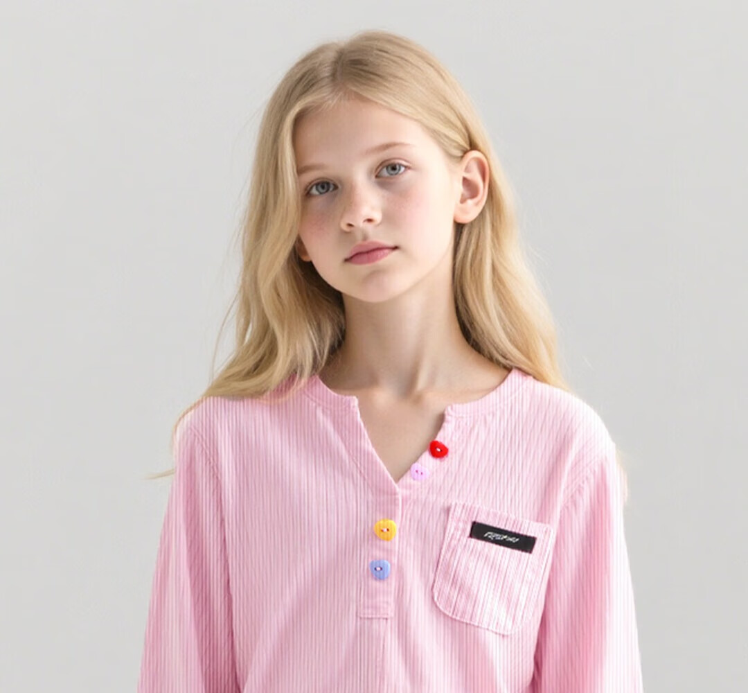 FOREVER21 Girls' Long Sleeve Colorblock T-Shirt 2025 New Autumn Kids' Top Children's Fall Shirt 2