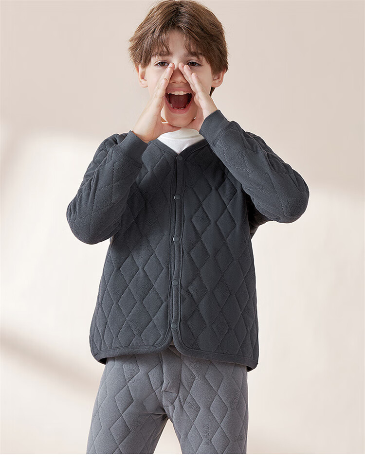 Bingxue Mian Cotton Children's Thermal Underwear School Uniform Magic Top Winter Inner Layer Wool Fleece Student Boys Girls Three-Layer Thickened 5