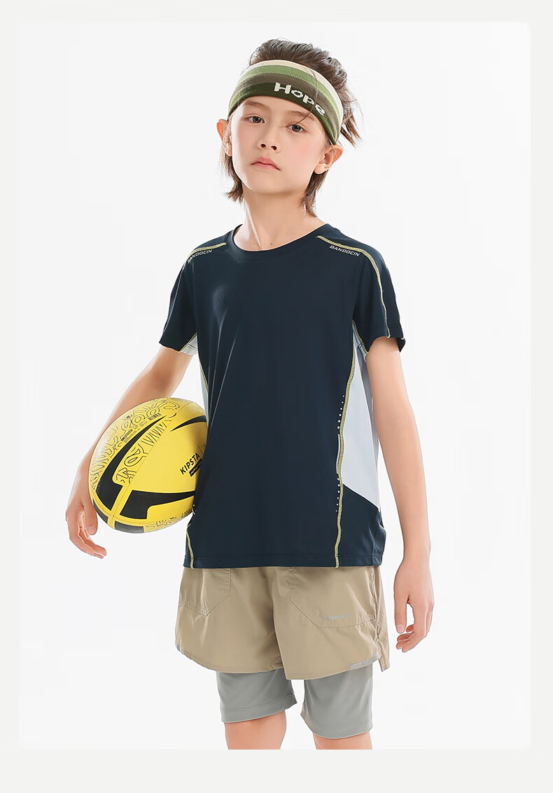 BANDOCIN Boys And Girls Summer Sportswear Quick-Dry Shirt Stylish for Older Children 2026 New Style Deep Sea Blue 140 9