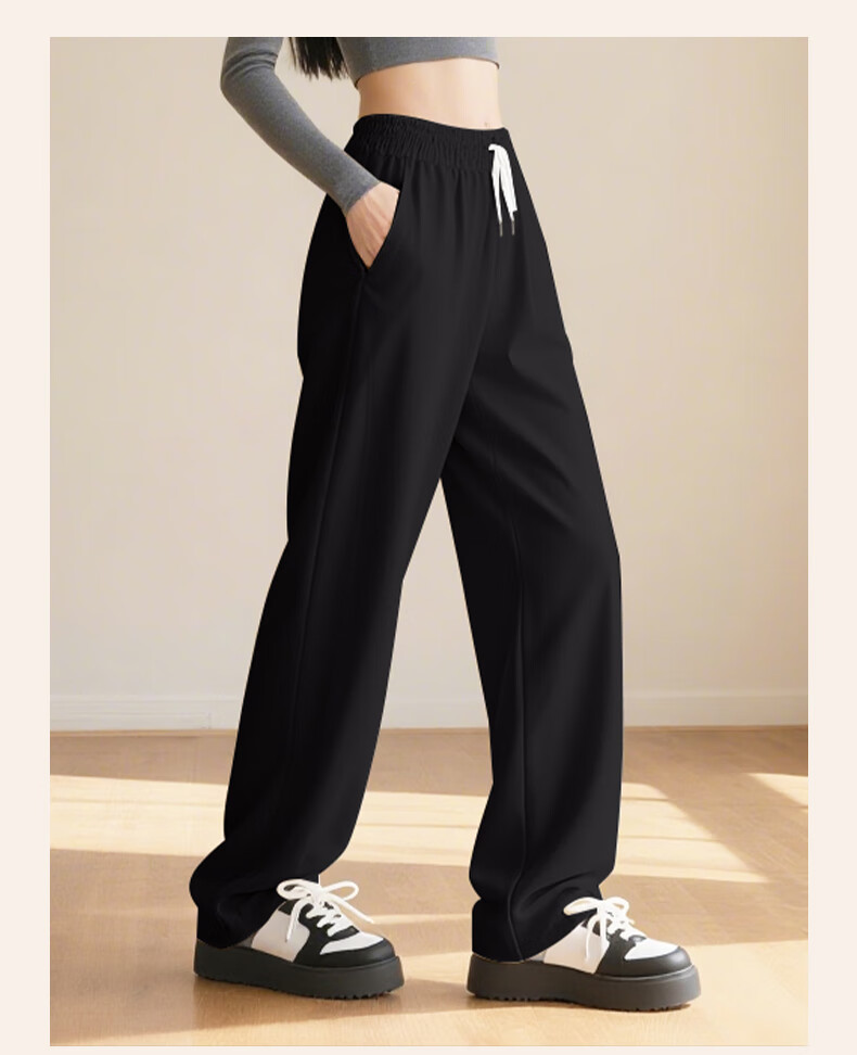 Baleno Women's Casual Pants Autumn Winter 2025 New High Waist Thick Wide Leg Straight Slim Fleece Lined Trousers 5