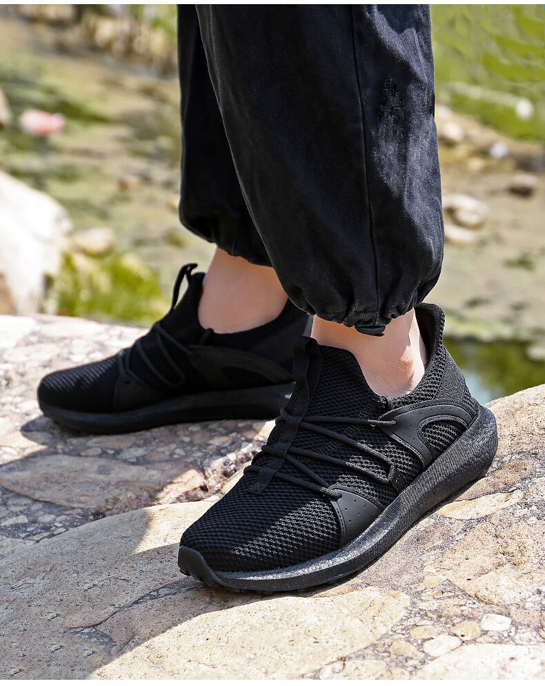 Qiangren Outdoor Sports Casual Men's Shoes, Breathable Shock-Absorbing Running Shoes, 3515 New Style Training Shoes, Black, Size 39 16