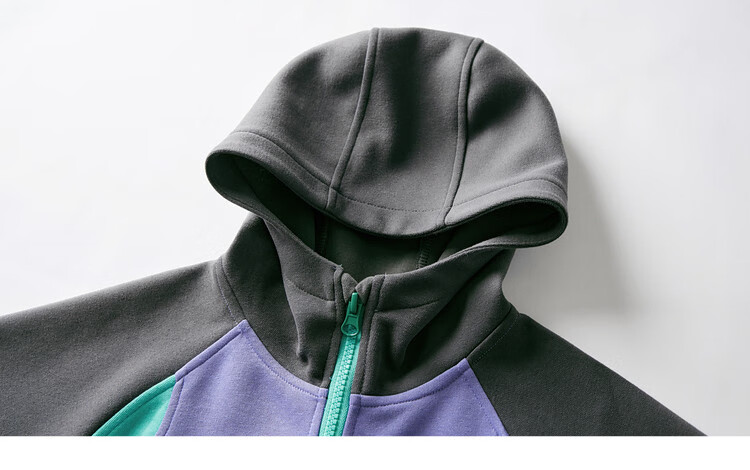 Duoduo Home [Soft and Chewy] Children's 2025 Autumn Three-Color Spliced Hooded Jacket Boys Casual Sports Knit Cardigan 35