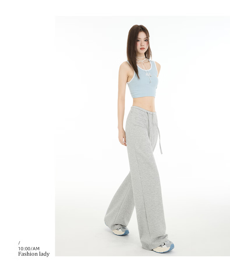 Romon [Soft and Smooth] Women's Casual Summer Pants Lazy Cool Slim Flared Long Trousers Light Gray XL 8
