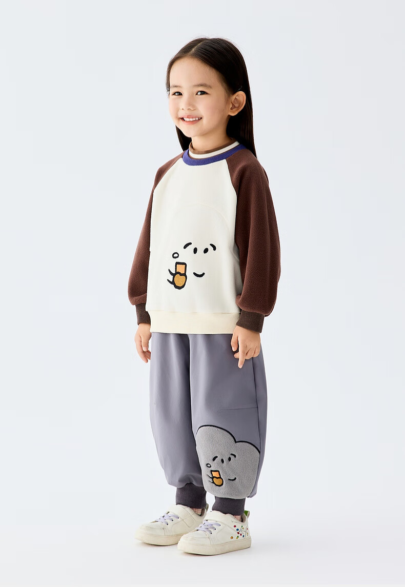 M.Latin Children's Sweatshirt, Winter 2025 New Style, Girls' Toddler Fleece Semi-Turtleneck, Contrasting Color Round Neck Sweatshirt 5