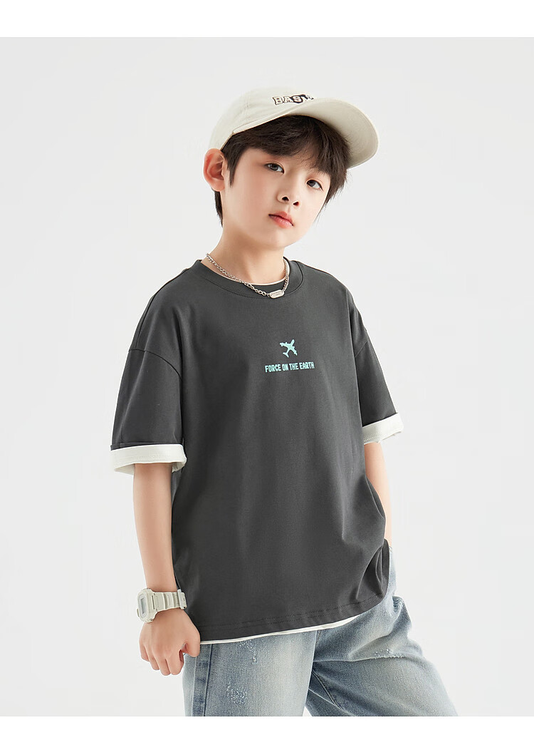 Duoduo Home [Earth Print] Boys' Short Sleeve 2026 Summer Comfortable Cool Loose Fit Casual T-Shirt for Kids 2