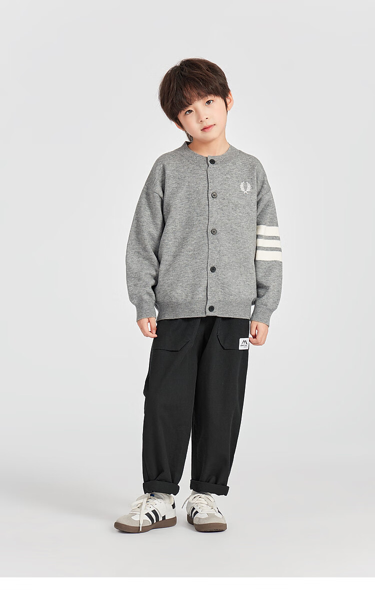 Duoduo Home Boys' Cardigan Sweater New Year Knit Jacket Spring Crew Neck School Style Versatile Top for Older Kids 19