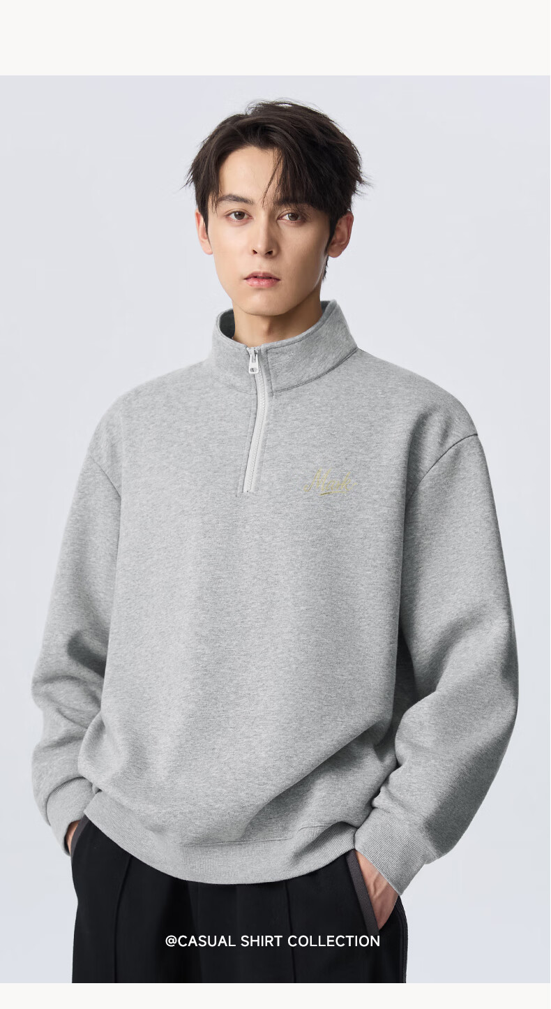 Mark Fairwhale Half-Zip Stand Collar Sweatshirt Men Autumn Winter 2025 New Wrinkle-Resistant Commuter Long Sleeve Jacket Black M 10