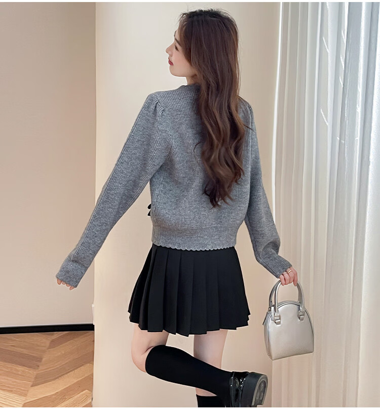 TonLion 2025 Autumn Round Neck Bow Design Cardigan, Gentle Style, Sweet And Versatile, Korean-Inspired Knit Sweater 9