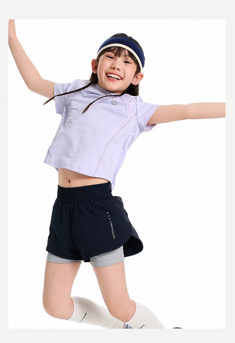 BANDOCIN Girls' Cooling Short-Sleeve T-Shirt, Lightweight Summer Style for Older Children, New 2026 Model, Light Purple, Size 140 7
