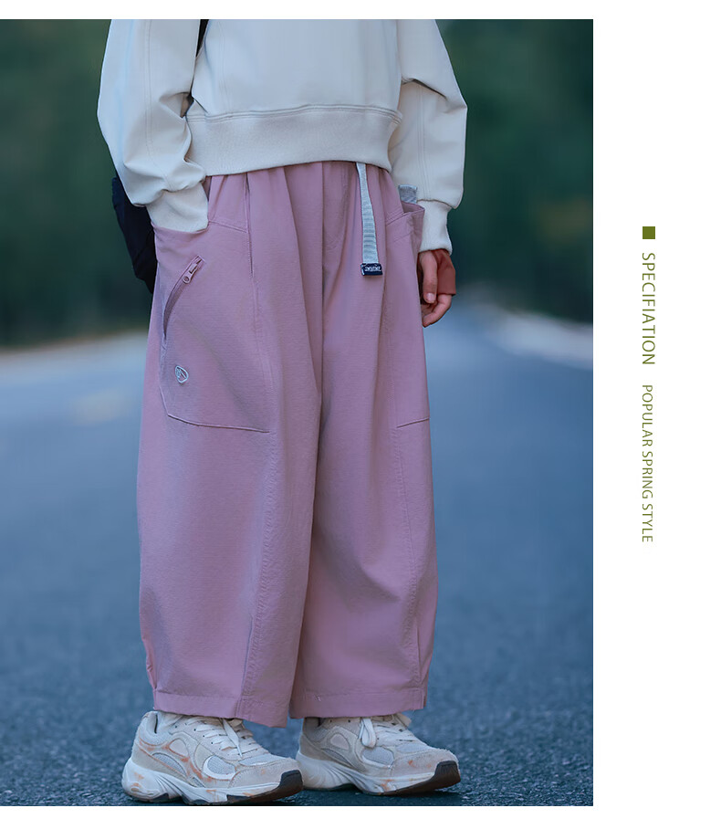 BANDOCIN Girls' Casual Pants for Spring And Autumn, Solid Color Stylish Mid-To Kids New Spring And Fall Sports Trousers, Berry Pink, Size 160 10
