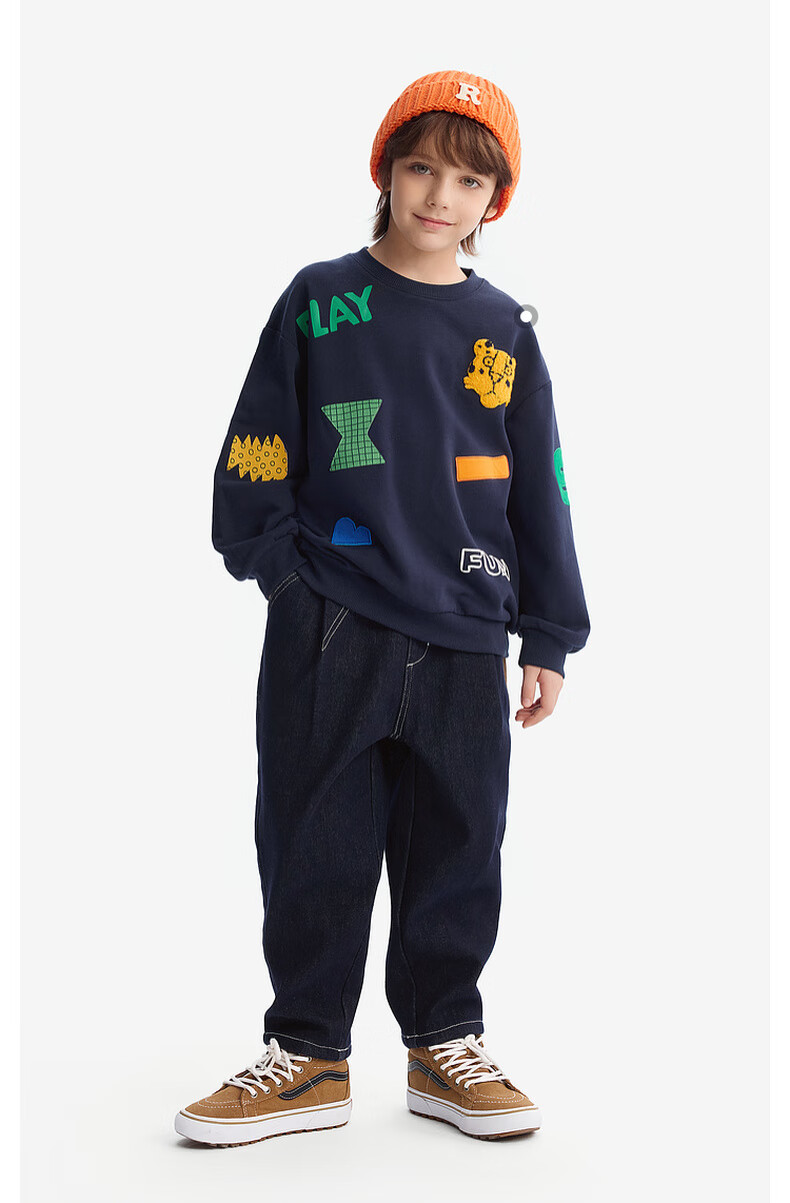 MQD Boys' Anti-Fading Jeans, Spring And Autumn Style, Children's Dad Pants, Dark Denim Blue, Size 110 6