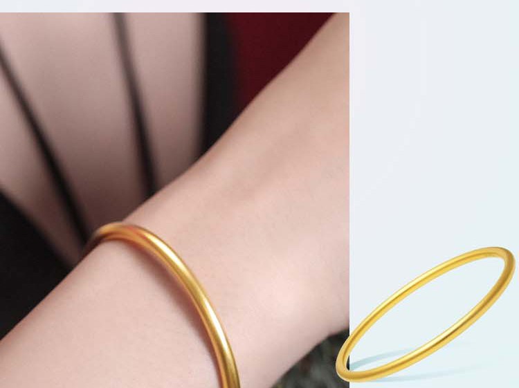 千叶珠宝古法黄金手镯足金素圈镯子婚嫁计价工费700元实用送女友礼物