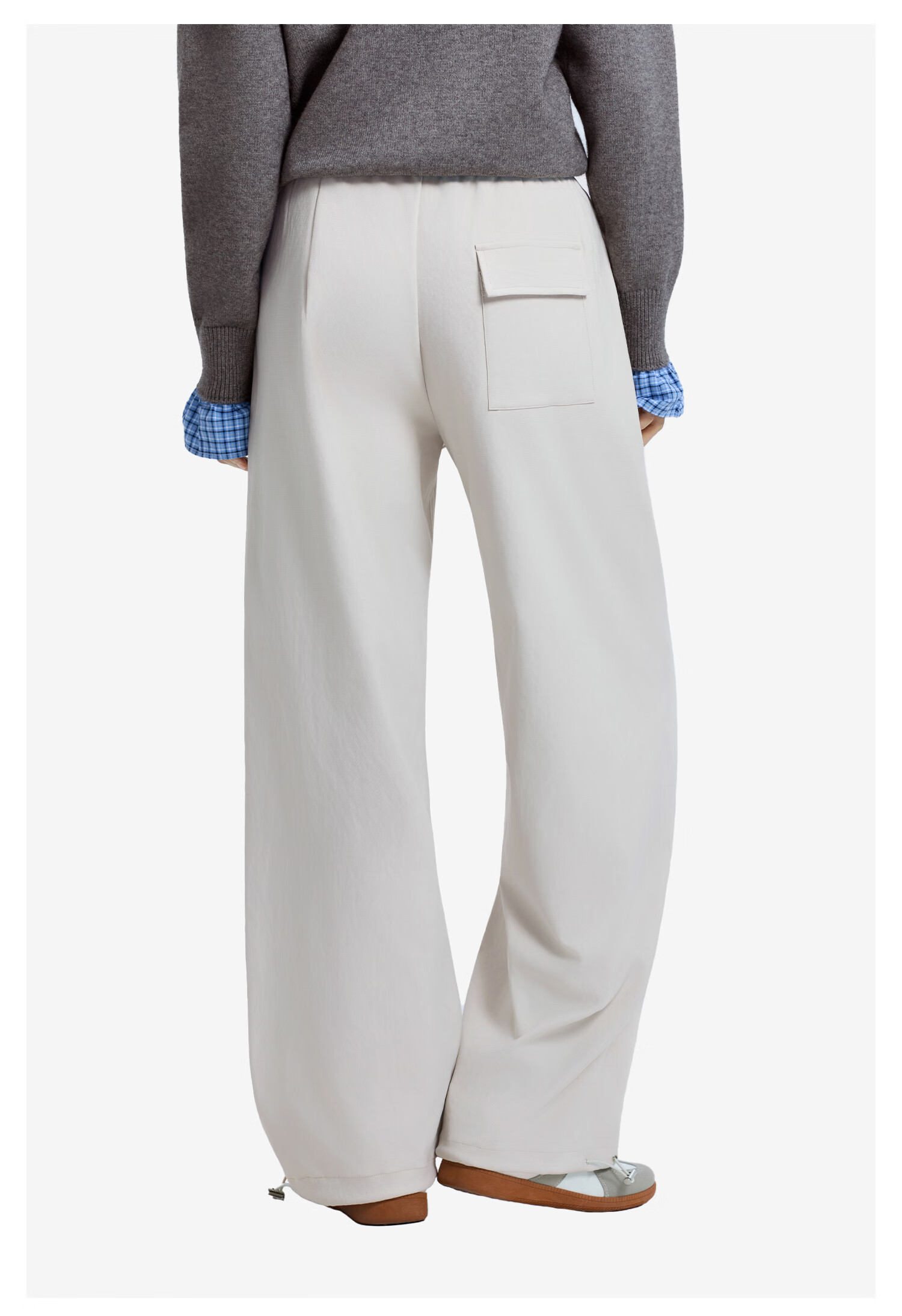 Meters Bonwe Women's Casual Pants 2025 Winter New Waist Splicing Casual Solid Color Simple Jogger Pants 4