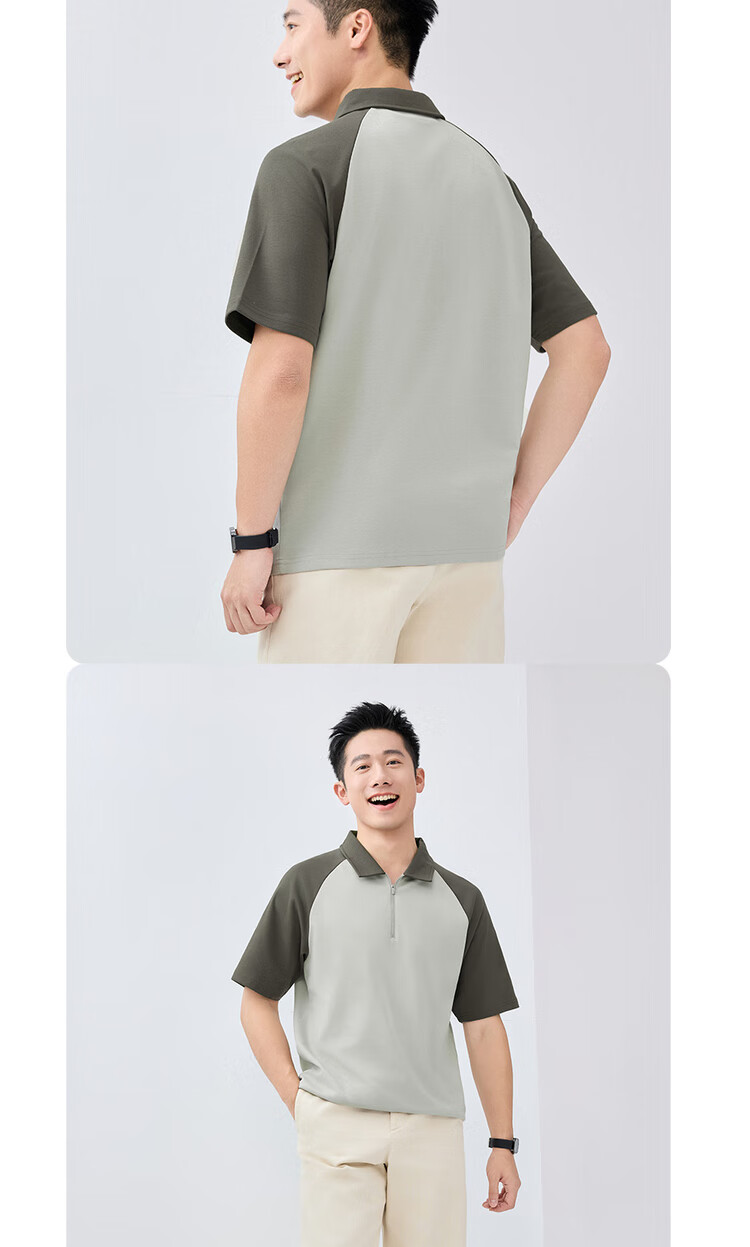 Giordano Comfortable Antibacterial Polo Shirt for Men, High-Tech Cooling Sun Protection Contrasting Color Raglan Short-Sleeve Top 01015405 13