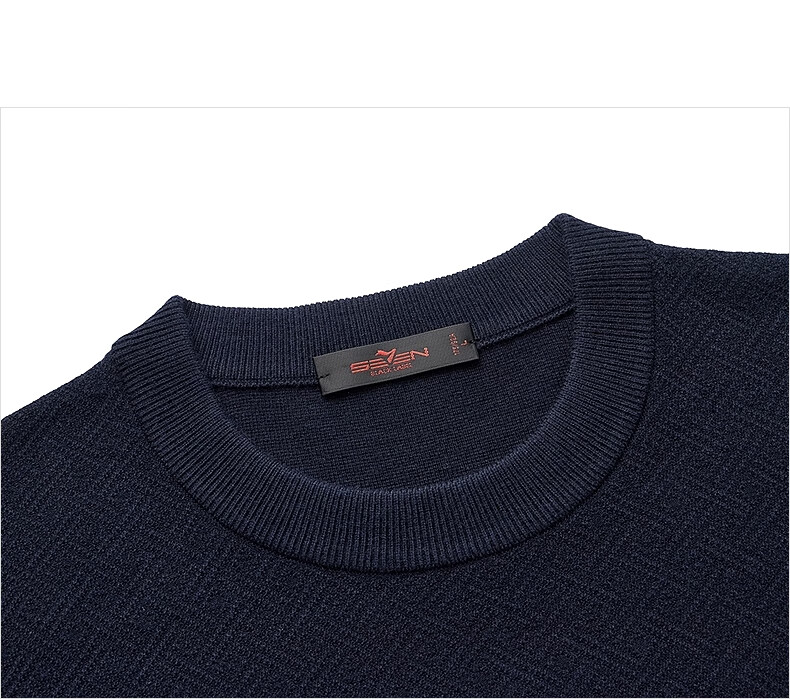 SEVEN Anti-Static Machine Washable Men's Sweater Spring Autumn Crew Neck Casual Warm Multi-Color Knitwear 29