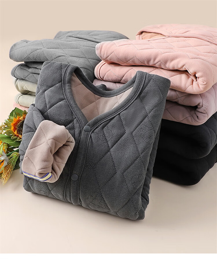 Bingxue Mian Cotton Children's Thermal Underwear School Uniform Magic Top Winter Inner Layer Wool Fleece Student Boys Girls Three-Layer Thickened 3