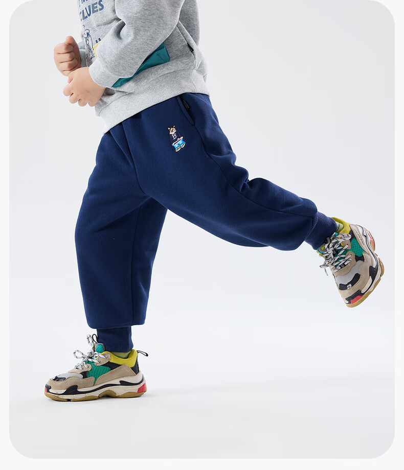 Dudu Boys Winter Thickened Pants Children's Fleece Casual Pants Girls Sports Pants Baby Warm Long Pants Gray 80 10