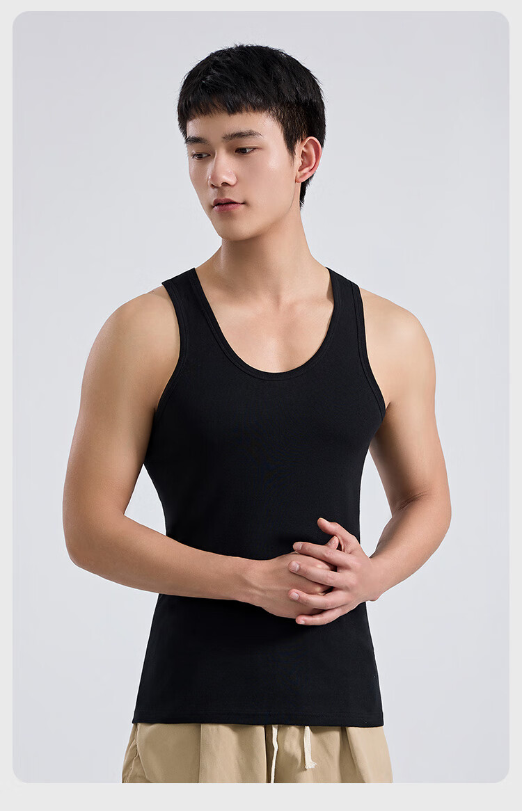 Nanjiren Cotton Tank Top for Men, Spring And Summer Sports Sweat-Absorbing Running Hurdles Breathable Casual Undershirt, 2-Pack 2