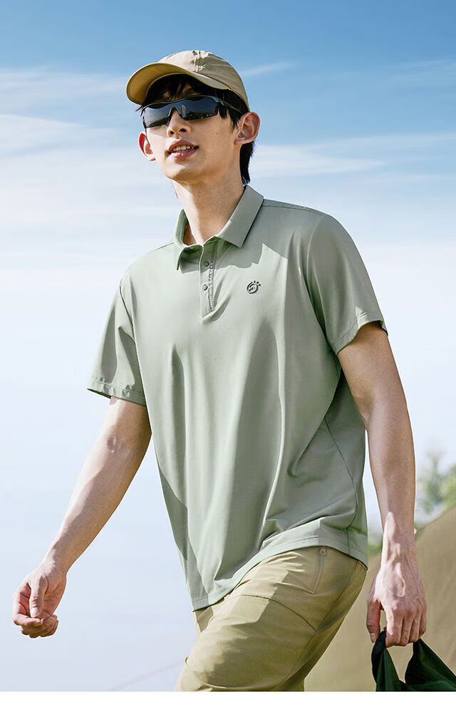 TECTOP Men's Breathable Outdoor Sports Ice Silk Cooling Polo T-Shirt Short Sleeve Cloud Ink Black XL 17