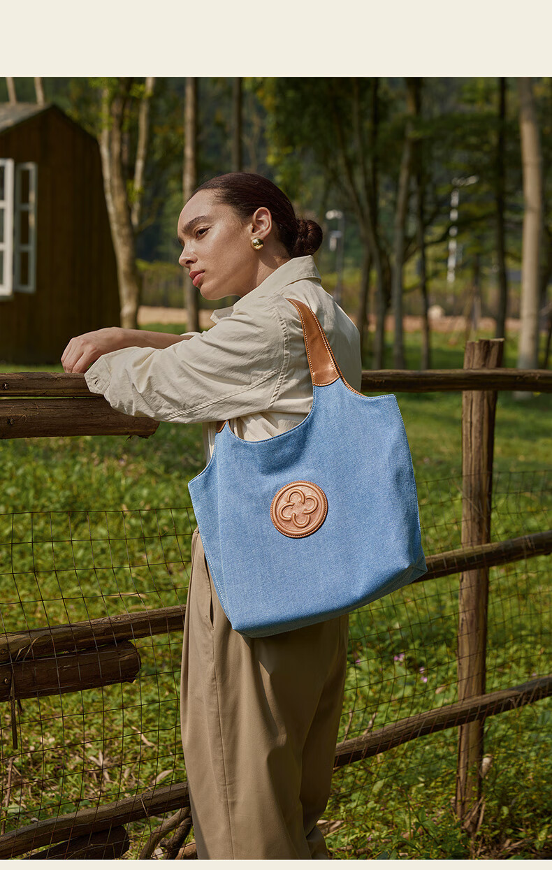 CASSILE Women's Denim Tote Bag, Large Capacity Commuter Handbag, Light Luxury Tote Bag, 520 Gift 4