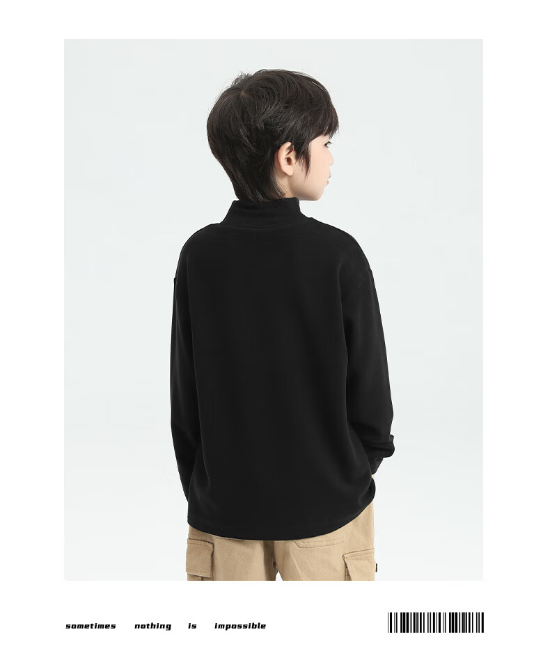 Little Elephant Ham Boys' Base Layer Shirt Autumn Winter Children's Innerwear Half Turtleneck New Boys' Trendy White 150 cm 14