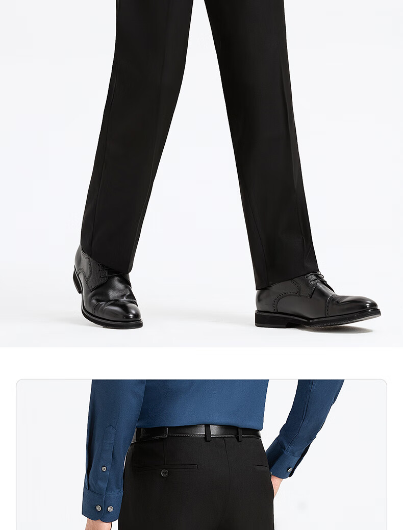 Langdeng Business Men's Formal Dress Pants Spring Autumn New Easy-Care Straight-Leg Commuter Suit Trousers for Men 8