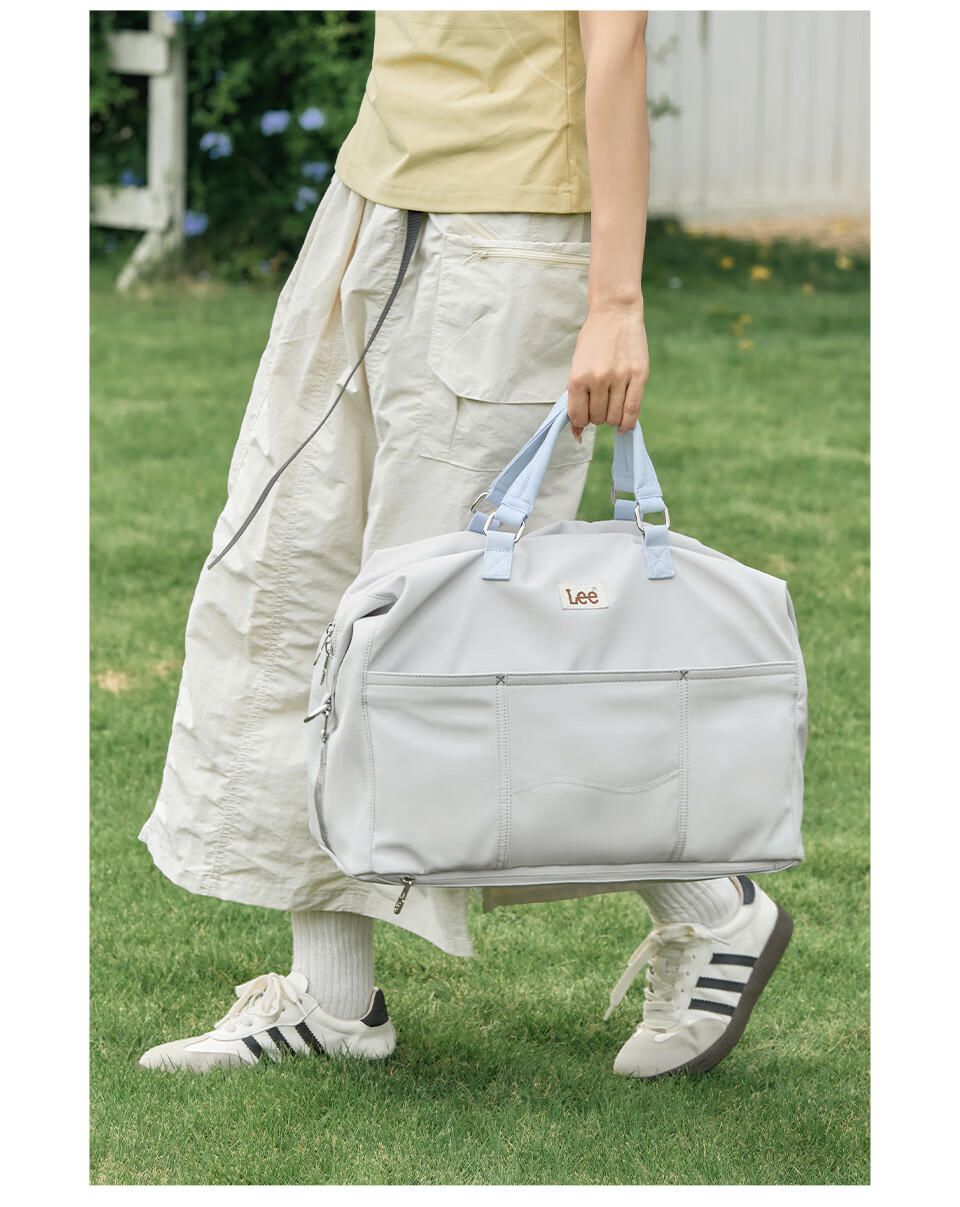 Lee Travel Bag, Women's Short-Trip Business Trip Luggage Bag, Large Capacity Handheld Sports Fitness Bag, Sea Salt Gray 18
