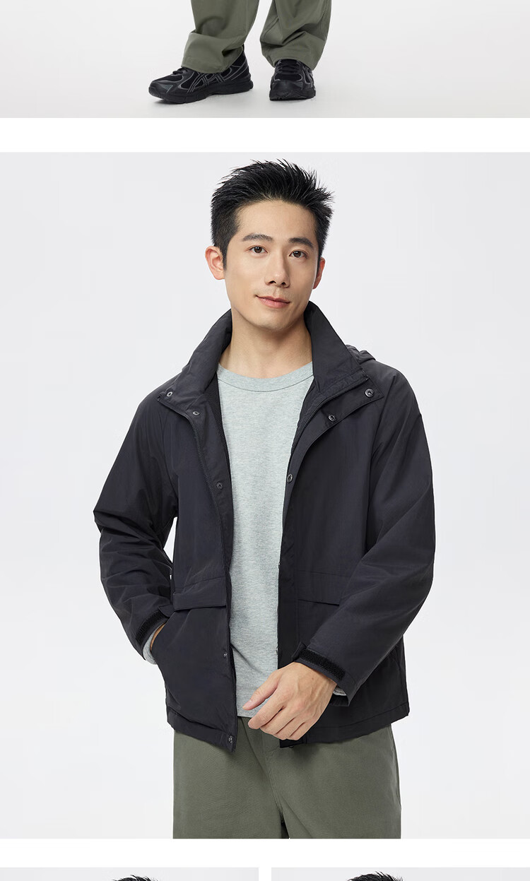 Giordano Lightweight Windproof Jacket Men Autumn Winter Mesh Raglan Sleeve Hooded Windbreaker 13075130 11