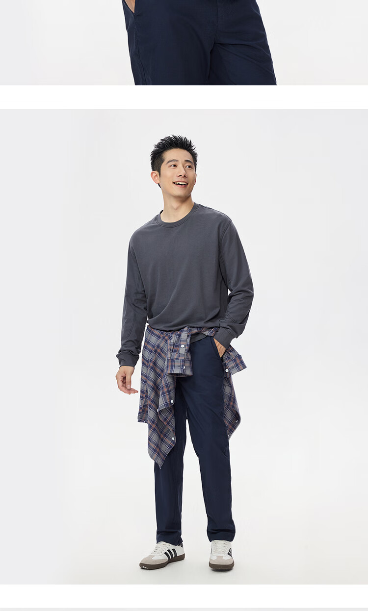 Giordano Men's Autumn Winter Cotton Stitch Long Sleeve Pullover Loose Fit Crew Neck Sweatshirt 13025762 14