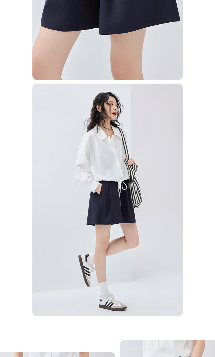 Giordano Women's Casual Shorts, Summer New Style, Pleated Lightweight Pants, Elastic Waist Wide-Leg Shorts for Women, 05405308 14
