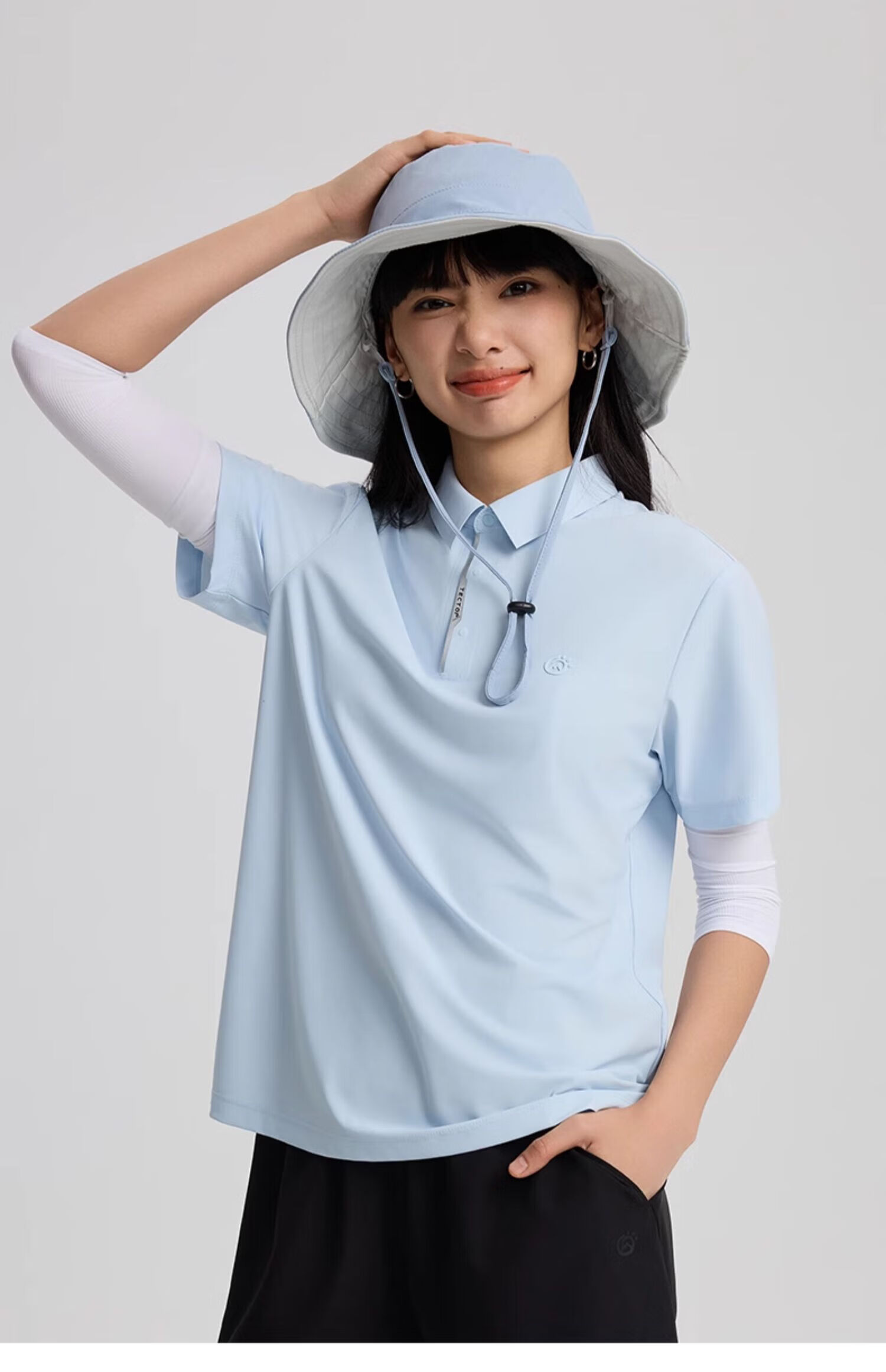 TECTOP Women's Dawn Gray Quick-Dry Short Sleeve Polo Shirt Summer Sun Protection Ice Silk Cooling S 36