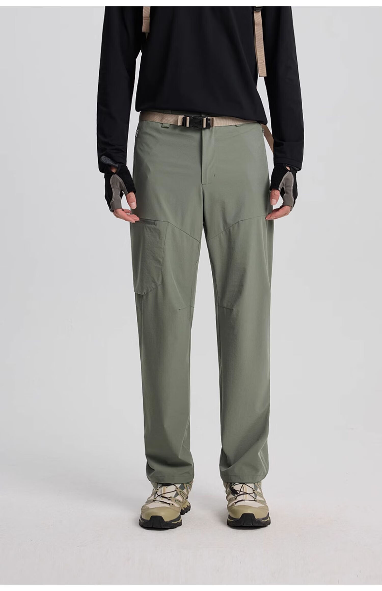 TECTOP Men's Outdoor Casual Pants Spring Summer Breathable Stretch Hiking Softshell Work Pants Sand Color M 27
