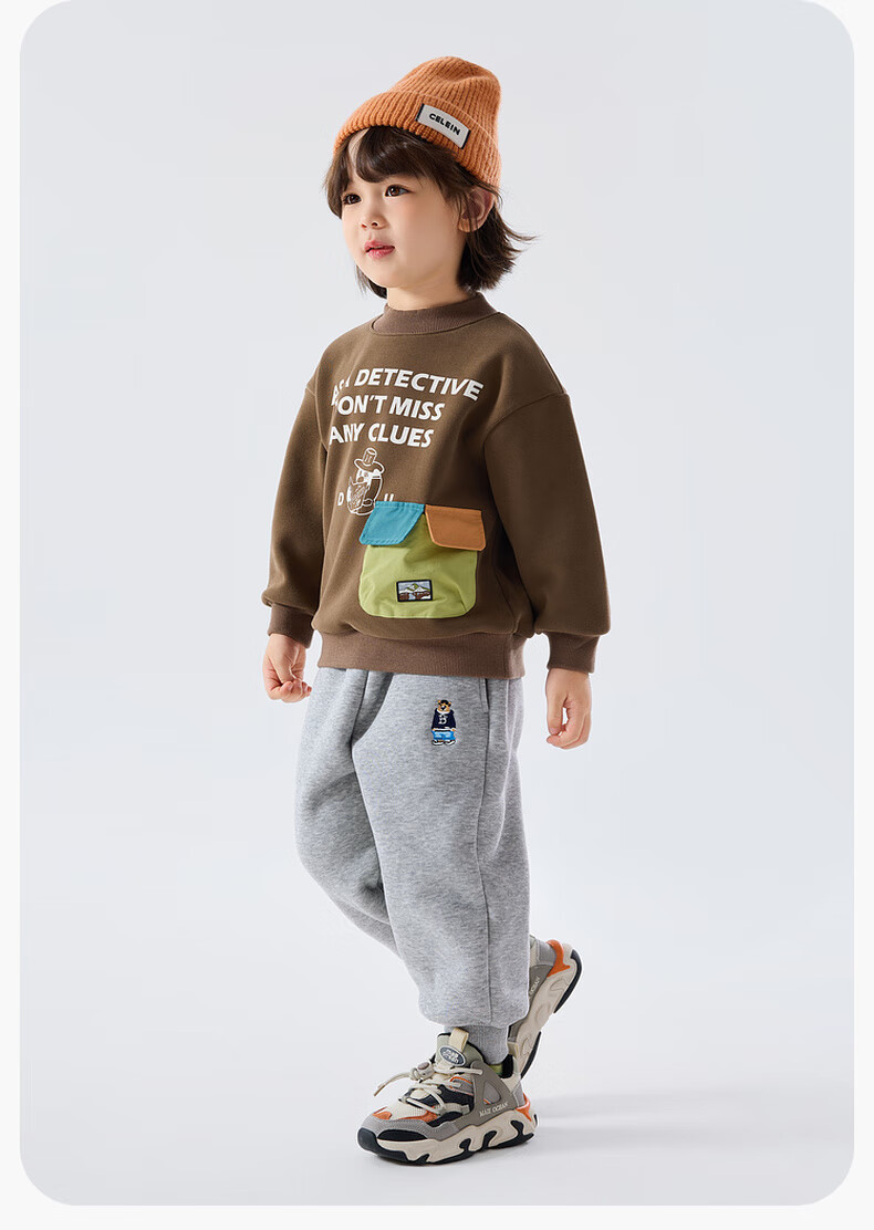 Dudu Boys Winter Thickened Pants Children's Fleece Casual Pants Girls Sports Pants Baby Warm Long Pants Gray 80 15