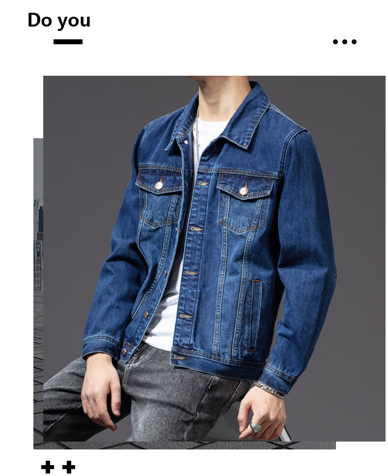 Woodpecker [Cotton Elastic Crisp] Men's Jacket 2026 Summer Business Casual Denim Coat Loose Fit Long Sleeve Blue 2XL 7