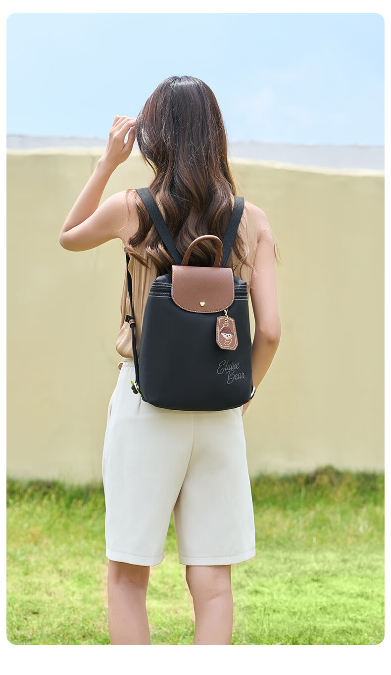 Bear Affection Lightweight Nylon Backpack for Women Students 2025 New Large Capacity Commuter Travel Bag for Girls 4