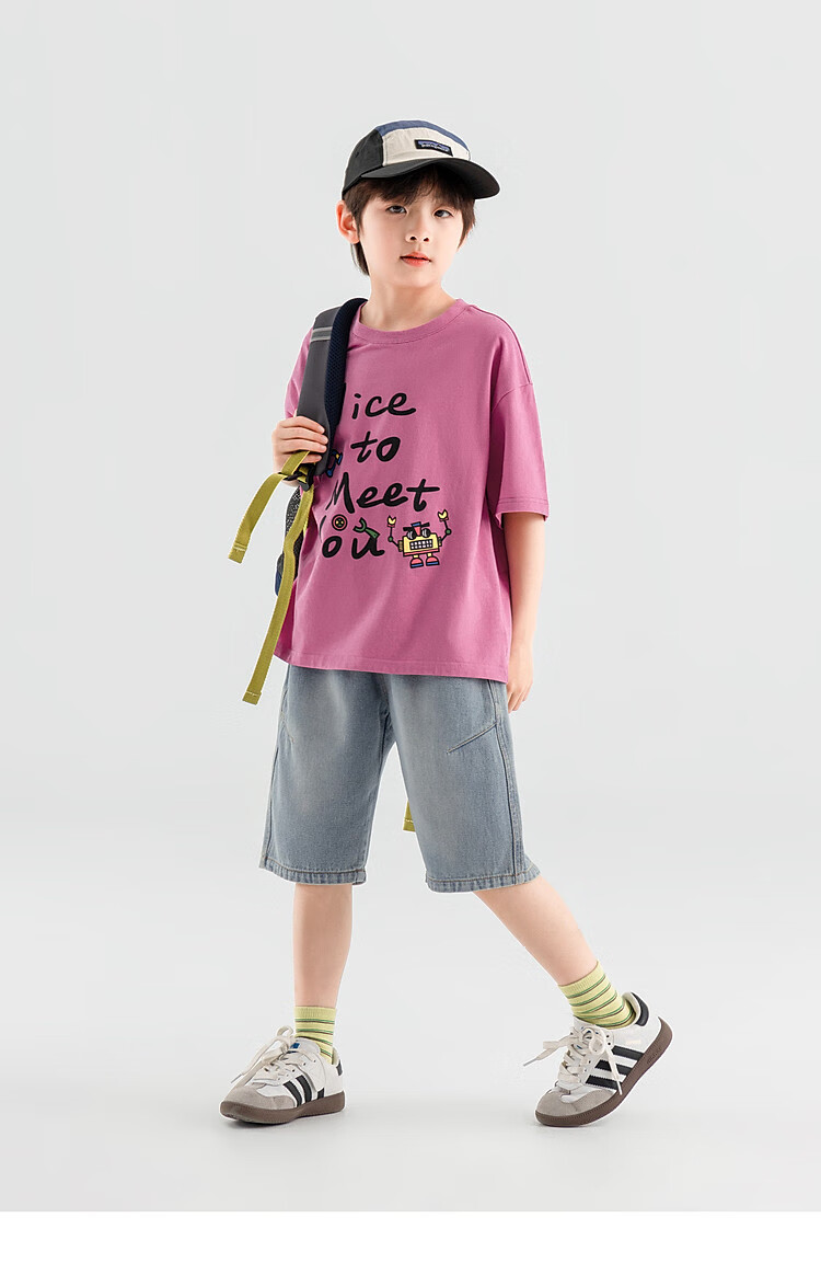 Duoduo Home [Skin-friendly Cooling, Breathable] Boys' T-Shirt 2026 Summer Children's Comfortable Cotton Loose Fit Crew Neck Short Sleeve 28