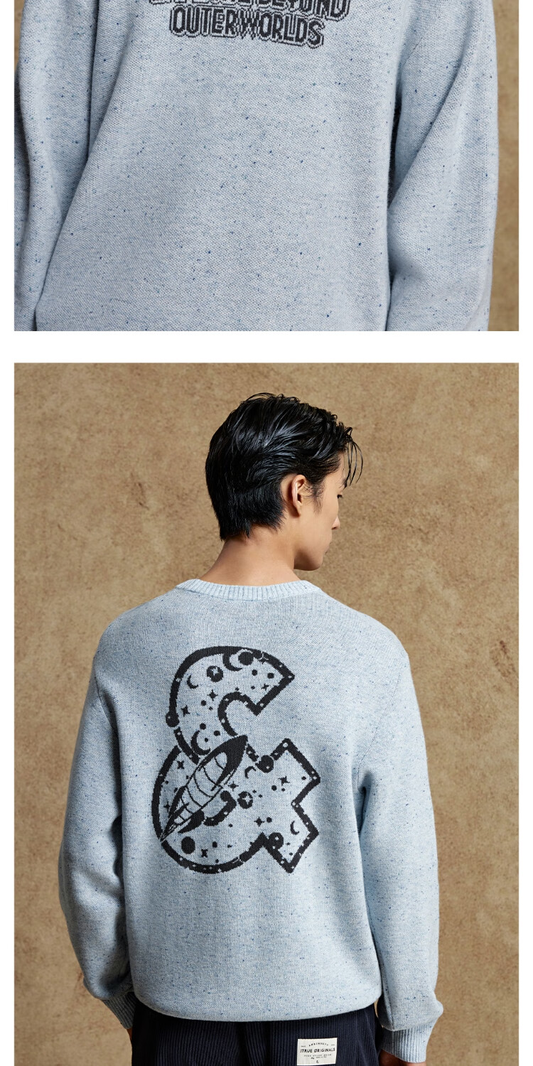 JACK&JONES Men's Casual Loose Fit Multicolor Letter Logo Crew Neck Knit Sweater 225313026 5