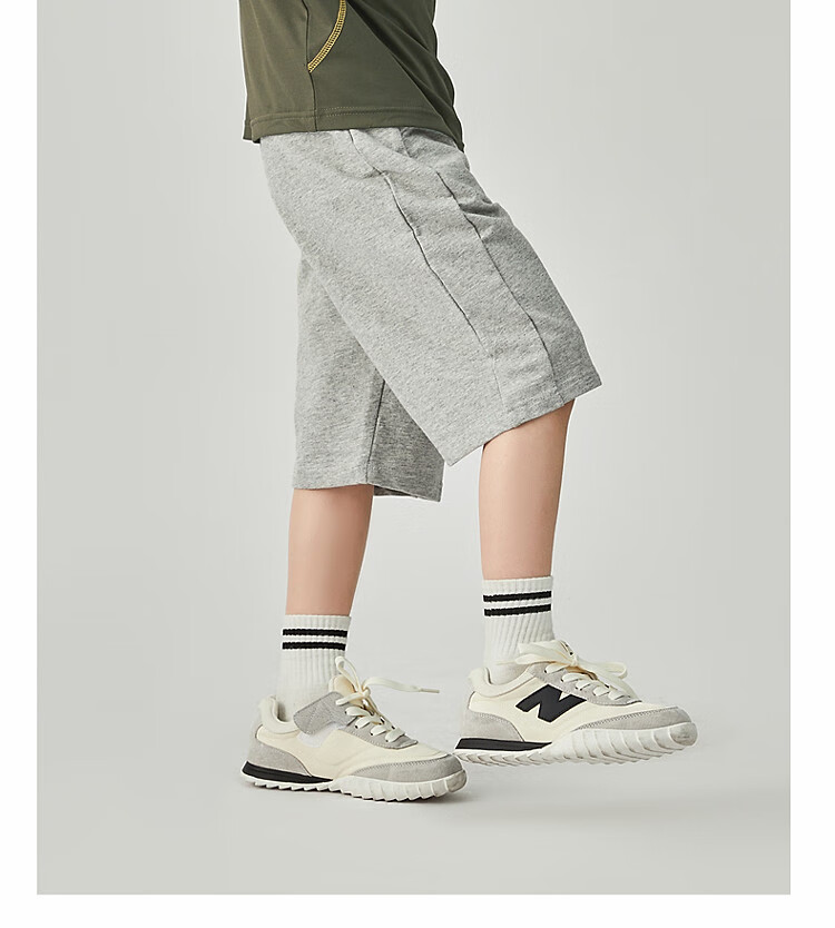 Duoduojia Boys' Sports Shorts, Summer 2026, for Older Children, Moisture-Wicking And Breathable, Pure Cotton Mid-Length Shorts, Children's Loose Six-Point Knit Pants 8
