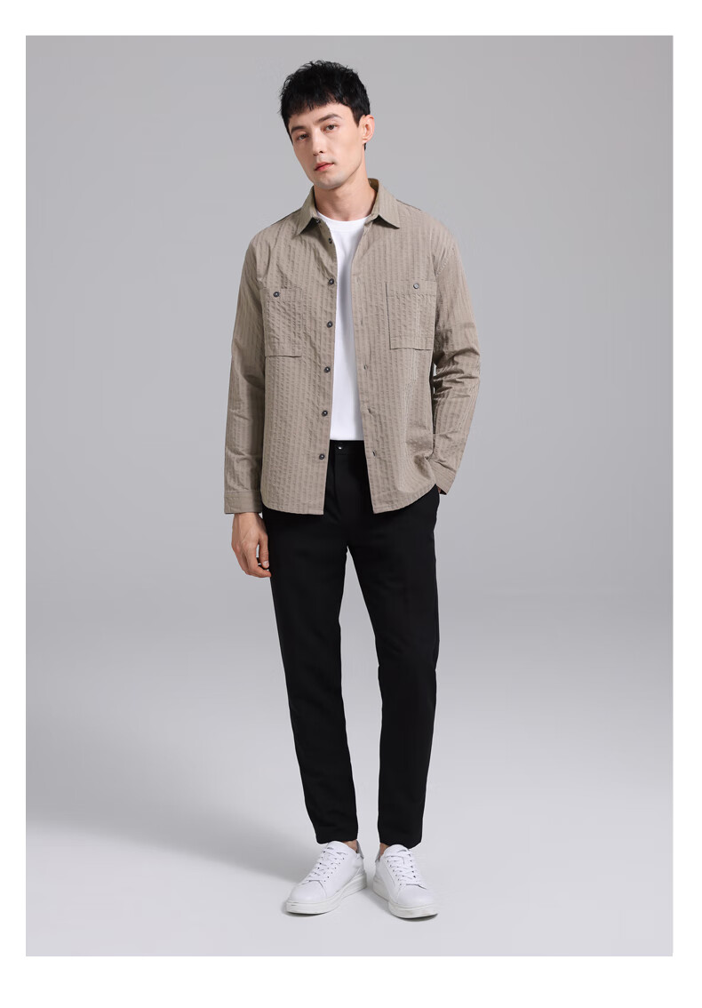 培蒙 纯棉长袖衬衫男青年男士翻领上衣春秋季新款商务休闲男士衬衣