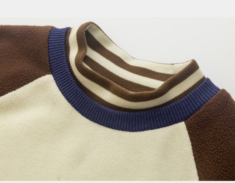 M.Latin Children's Sweatshirt, Winter 2025 New Style, Girls' Toddler Fleece Semi-Turtleneck, Contrasting Color Round Neck Sweatshirt 17