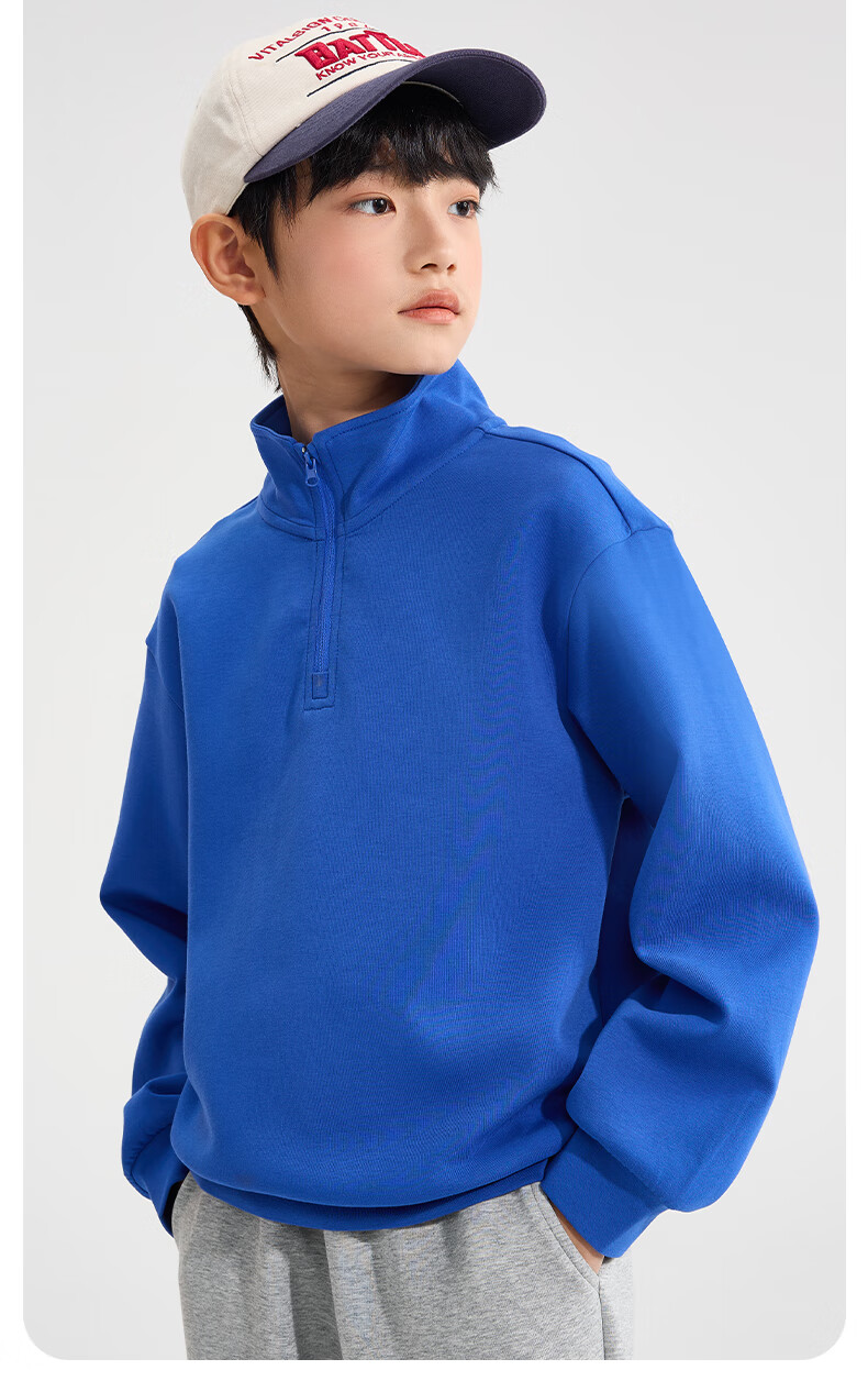 Jeanswest Boys' Hoodie Spring and Autumn 2026 New Children's Half-Zip Jacket Kids' Sportswear for Older Children 2