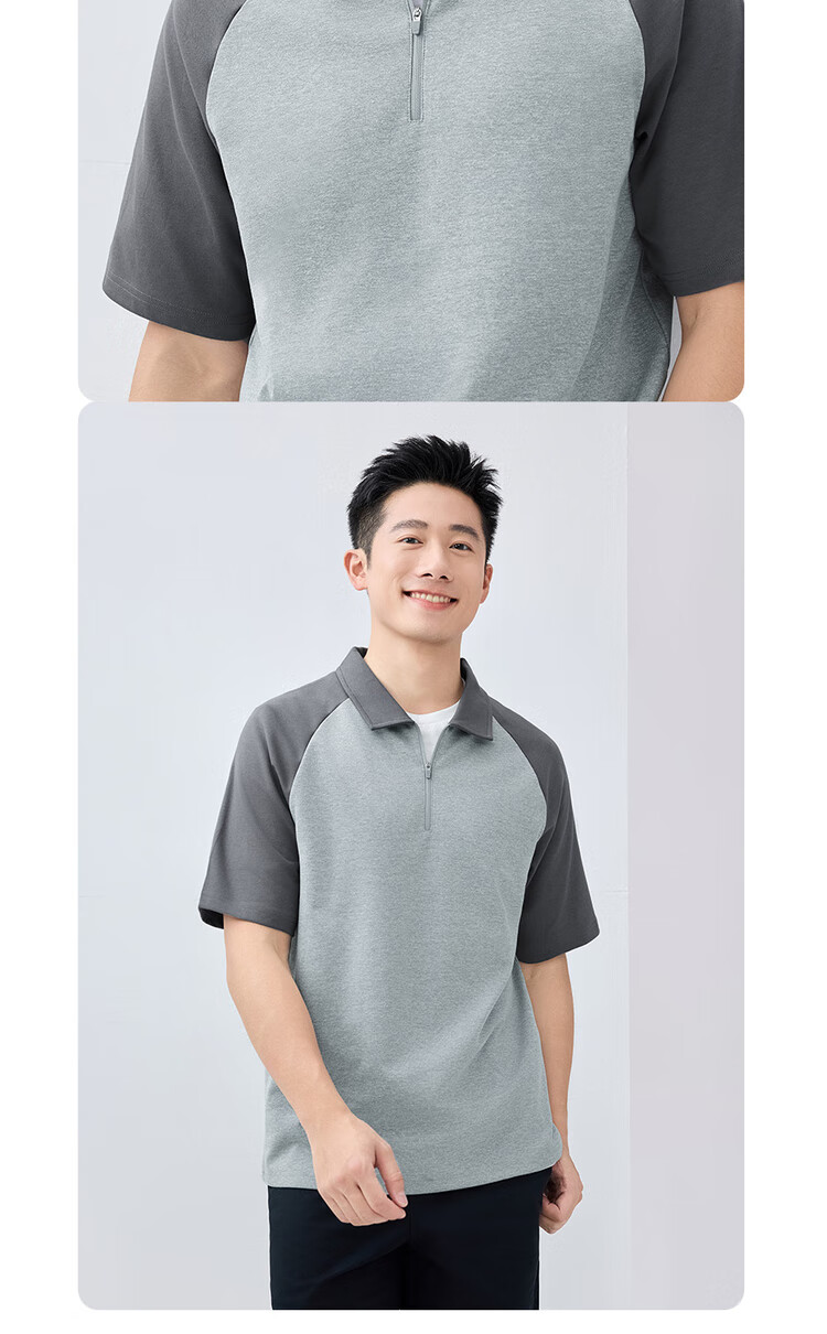 Giordano Comfortable Antibacterial Polo Shirt for Men, High-Tech Cooling Sun Protection Contrasting Color Raglan Short-Sleeve Top 01015405 17