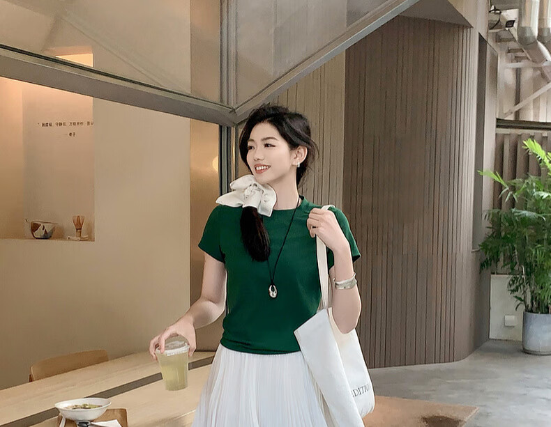 MEIYANG No.2 Slim T-Shirt, New Upgraded Fit, Ribbed Cotton Round Neck Regular Shoulder Short Sleeve, White, XL 13