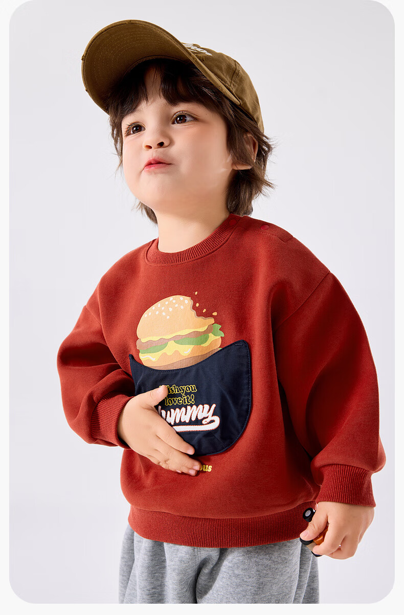 Dudujia Children's Cartoon Sweatshirt, Autumn Baby American Retro Top, Boys And Girls Fashionable Printed Hoodie, Red, Size 100 6